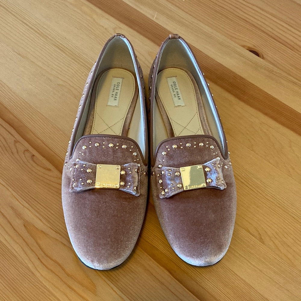 Cole Haan dusty pink velvet loafers